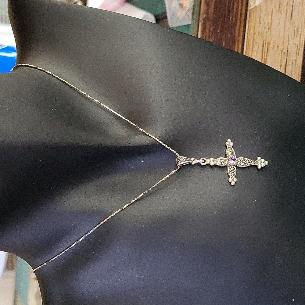 Lilac amethyst cross necklace